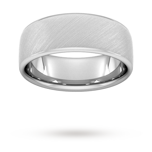 8mm Slight Court Heavy diagonal matt finish Wedding Ring in 950 Palladium