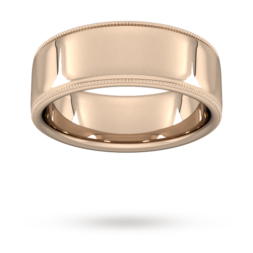 8mm D Shape Standard milgrain edge Wedding Ring in 9 Carat Rose Gold