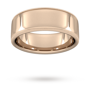 8mm D Shape Standard milgrain edge Wedding Ring in 9 Carat Rose Gold