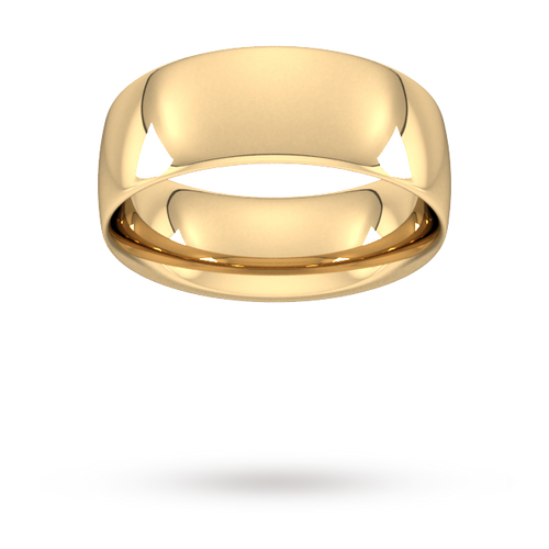 8mm Traditional Court Heavy Wedding Ring in 18 Carat Yellow Gold- Ring Size P