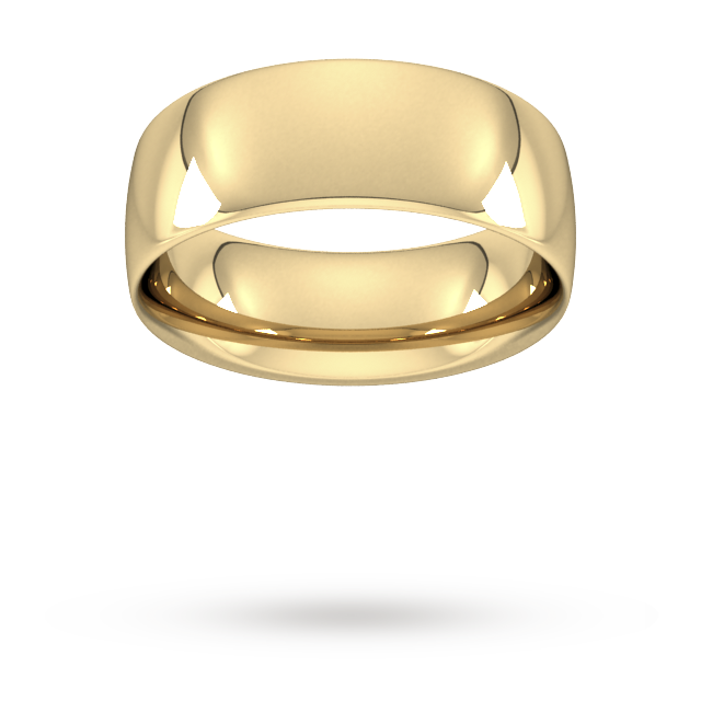 8mm Traditional Court Heavy Wedding Ring in 18 Carat Yellow Gold- Ring Size P