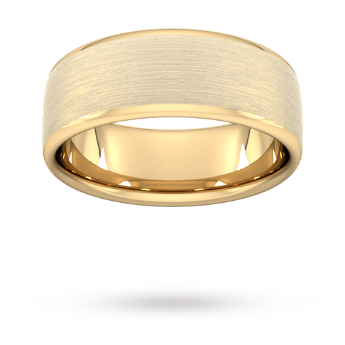 8mm Slight Court Heavy Matt Finished Wedding Ring in 18 Carat Yellow Gold