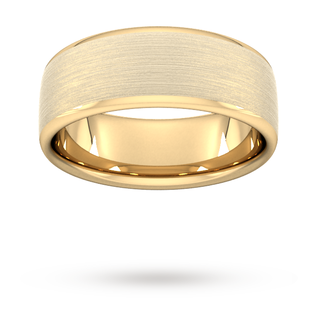 8mm Slight Court Heavy Matt Finished Wedding Ring in 18 Carat Yellow Gold