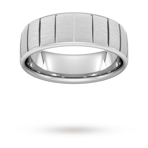 7mm Flat Court Heavy Vertical Lines Wedding Ring In 950 Palladium