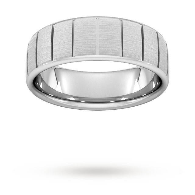 7mm Flat Court Heavy Vertical Lines Wedding Ring In 950 Palladium