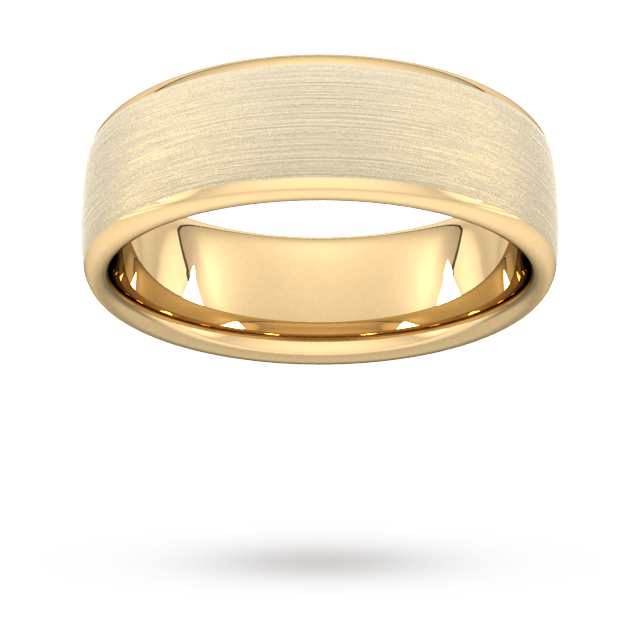 7mm Slight Court Standard Matt Finished Wedding Ring in 18 Carat Yellow Gold