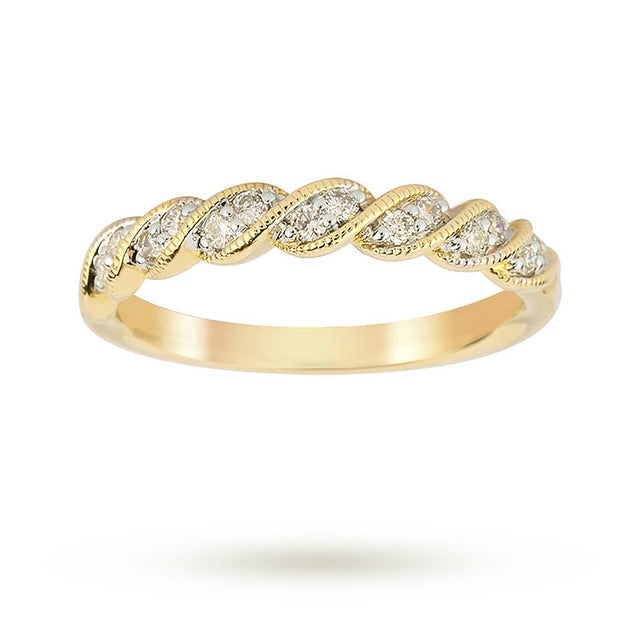 9ct Yellow Gold 0.20ct Milgrain Twist Eternity Ring