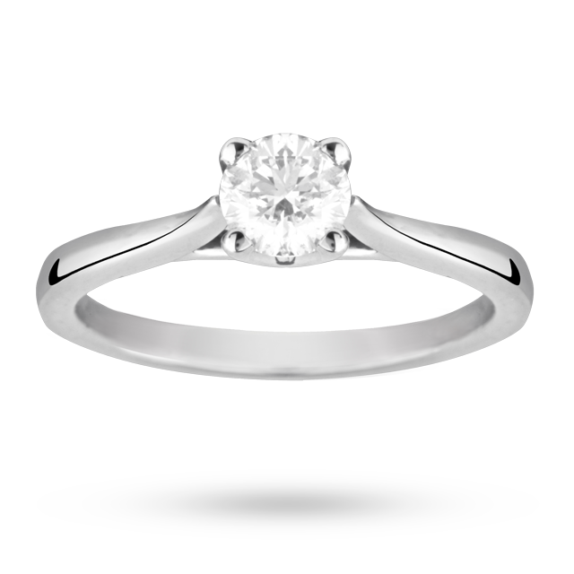 Solitaire Brilliant Cut 0.50 Carat Diamond Ring Set In 18 ...