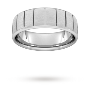 8mm D Shape Heavy vertical lines Wedding Ring in 950 Palladium