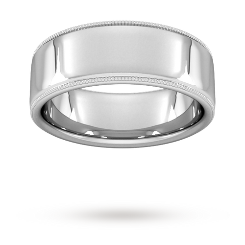 8mm Slight Court Heavy milgrain edge Wedding Ring in Platinum