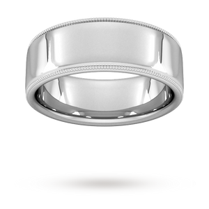 8mm Slight Court Heavy milgrain edge Wedding Ring in Platinum