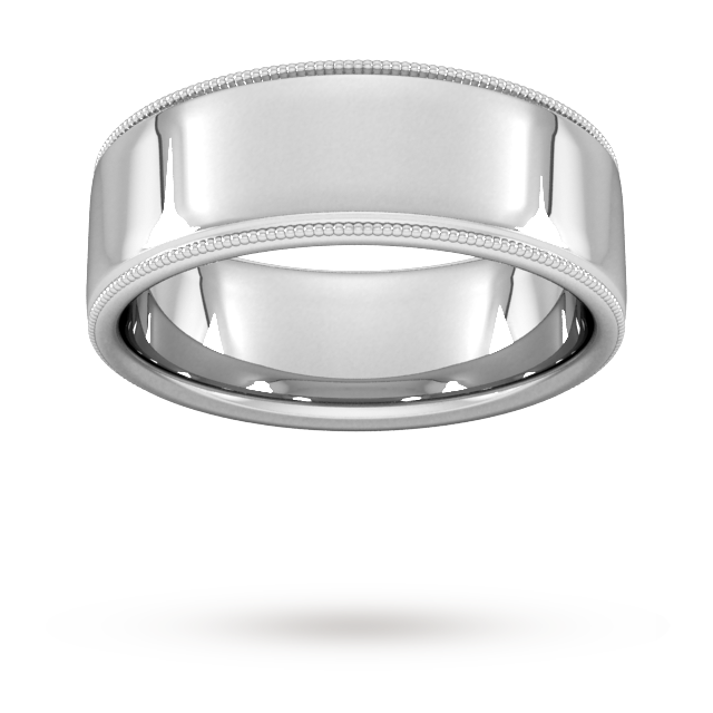 8mm Slight Court Heavy milgrain edge Wedding Ring in Platinum