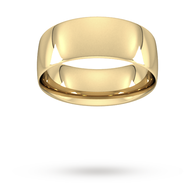 8mm Traditional Court Standard Wedding Ring in 9 Carat Yellow Gold- Ring Size R