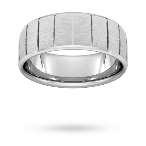 8mm Slight Court Heavy vertical lines Wedding Ring in 950 Palladium