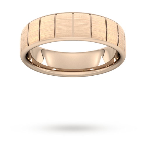 6mm Slight Court Heavy Vertical Lines Wedding Ring In 18 Carat Rose Gold