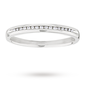 Ladies diamond set 2mm wedding ring in 18 carat white gold - Ring Size O