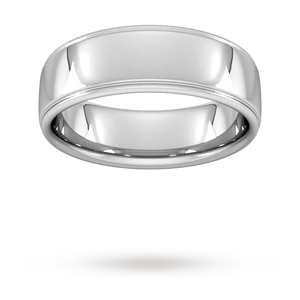 7mm D Shape Heavy polished finish with grooves Wedding Ri ...