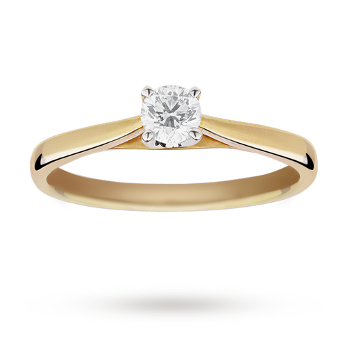 Solitaire Brilliant Cut 0.25 Carat Diamond Ring Set In 18 ...