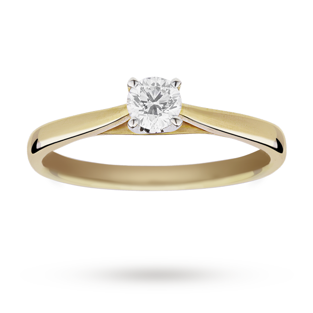 Solitaire Brilliant Cut 0.25 Carat Diamond Ring Set In 18 ...