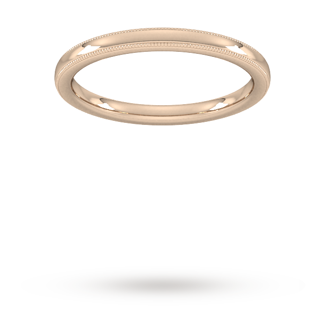 2mm Slight Court Heavy Milgrain Edge Wedding Ring In 18 Carat Rose Gold