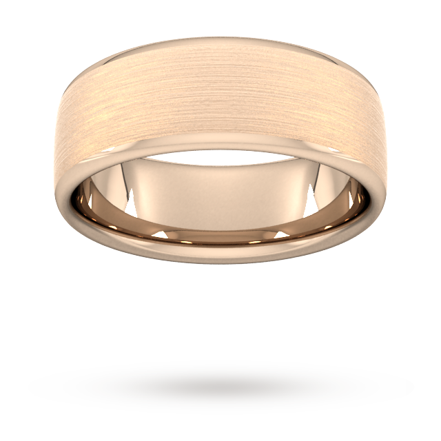 8mm D Shape Standard Matt Finished Wedding Ring in 9 Carat Rose Gold