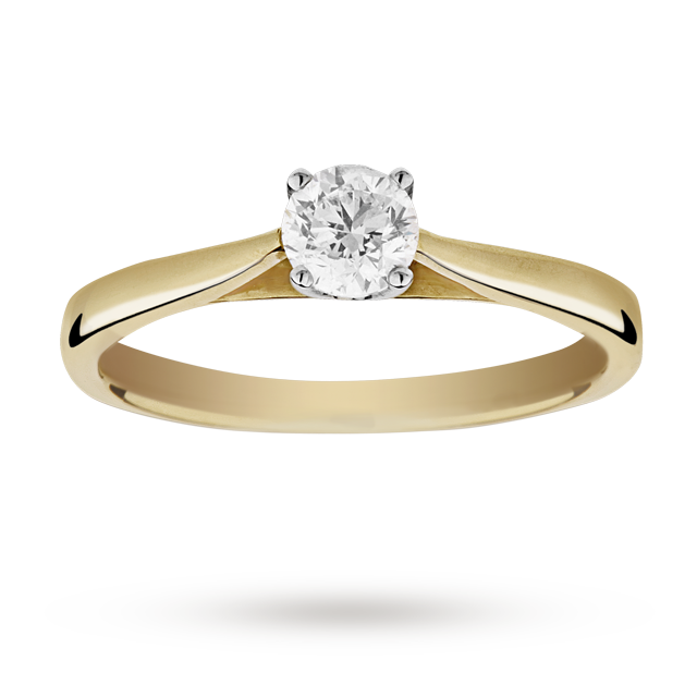 Solitaire Brilliant Cut 0.40 Carat Diamond Ring Set In 18 Carat Yellow Gold