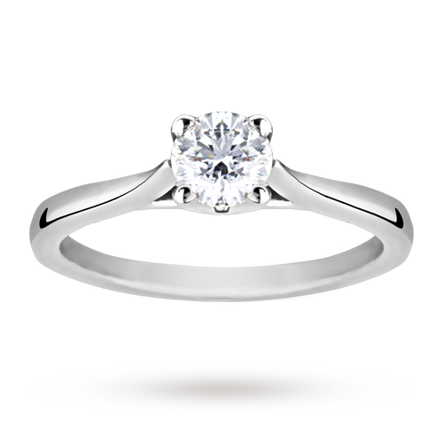 Solitaire Brilliant Cut 0.50 Carat Diamond Ring Set In Platinum - Ring Size O