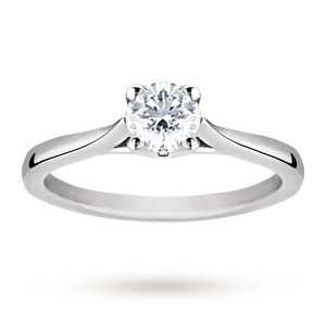 Solitaire Brilliant Cut 0.50 Carat Diamond Ring Set In Platinum - Ring Size O