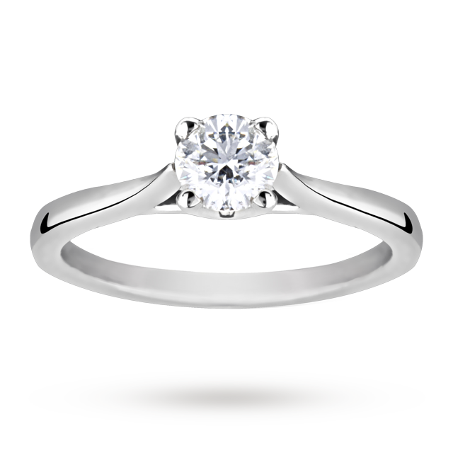 Solitaire Brilliant Cut 0.50 Carat Diamond Ring Set In Platinum - Ring Size O