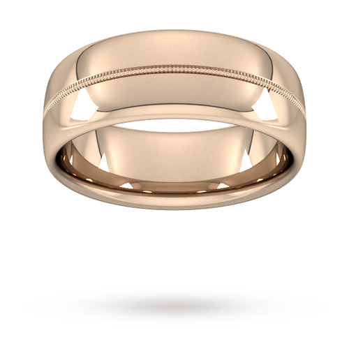 8mm Slight Court Standard Milgrain Centre Wedding Ring in 18 Carat Rose Gold