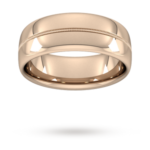 8mm Slight Court Standard Milgrain Centre Wedding Ring in 18 Carat Rose Gold