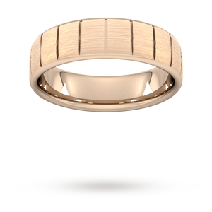 6mm Slight Court Heavy Vertical Lines Wedding Ring In 18 Carat Rose Gold