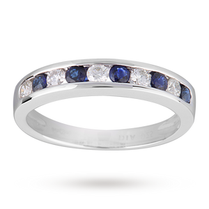 Brilliant Cut Sapphire and Diamond Eternity Ring in 9 Car ...