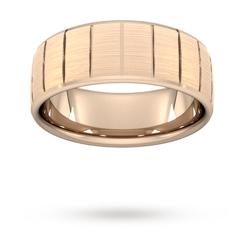 8mm Slight Court Heavy vertical lines Wedding Ring in 18 Carat Rose Gold