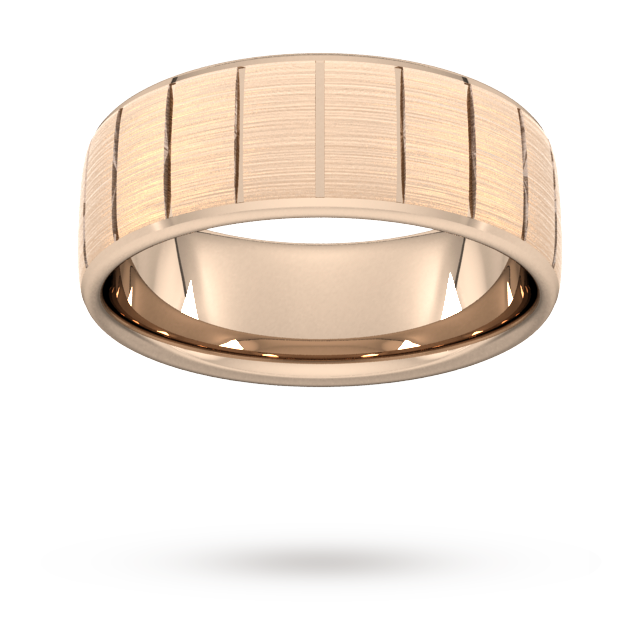 8mm Slight Court Heavy vertical lines Wedding Ring in 18 Carat Rose Gold