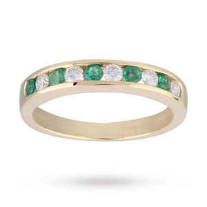 Brilliant Cut Emerald and Diamond Eternity Ring in 9 Cara ...