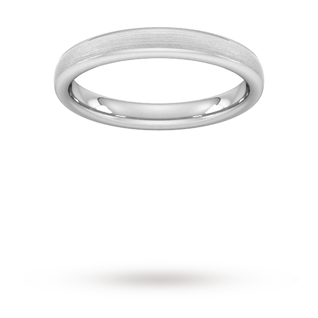 3mm Flat Court Heavy Matt Finished Wedding Ring in 18 Carat White Gold