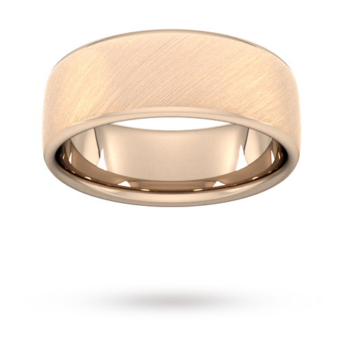 8mm D Shape Heavy diagonal matt finish Wedding Ring in 18 Carat Rose Gold