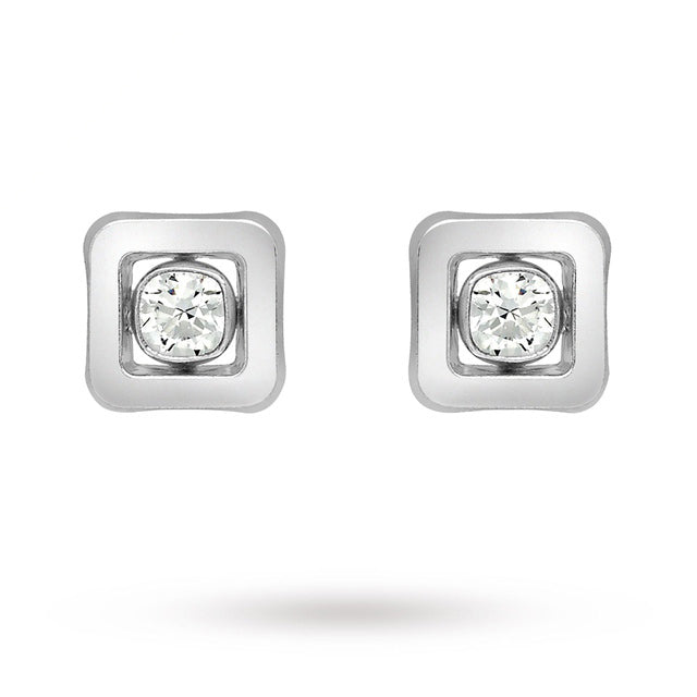 9 Carat White Gold Cubic Zirconia Square Stud Earrings