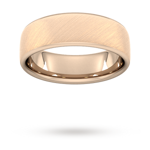 7mm Slight Court Heavy diagonal matt finish Wedding Ring in 18 Carat Rose Gold