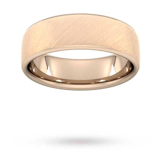 7mm Slight Court Heavy diagonal matt finish Wedding Ring in 18 Carat Rose Gold