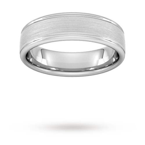 6mm Slight Court Heavy Matt Centre With Grooves Wedding Ring In Platinum