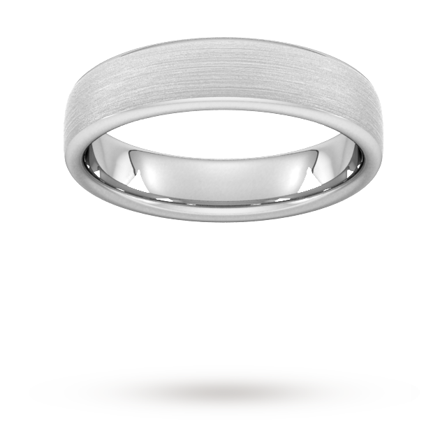 5mm Traditional Court Standard Matt Finished Wedding Ring In 18 Carat White Gold