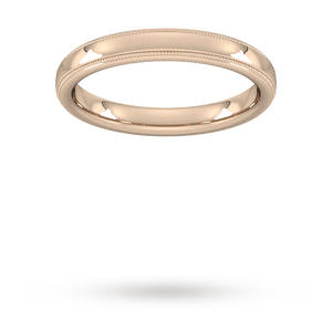 3mm Flat Court Heavy milgrain edge Wedding Ring in 18 Carat Rose Gold