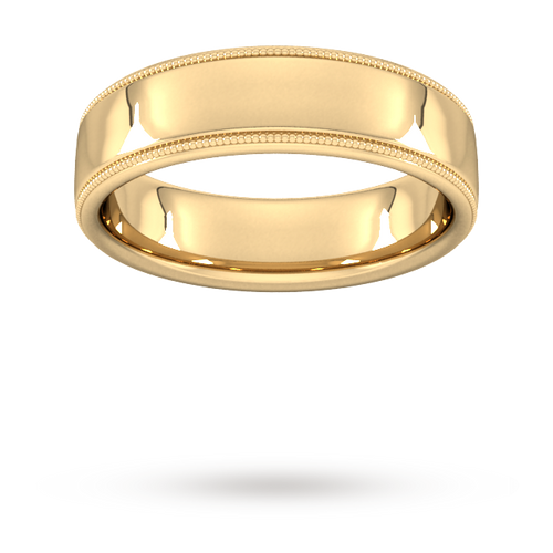 6mm Slight Court Heavy Milgrain Edge Wedding Ring In 9 Carat Yellow Gold