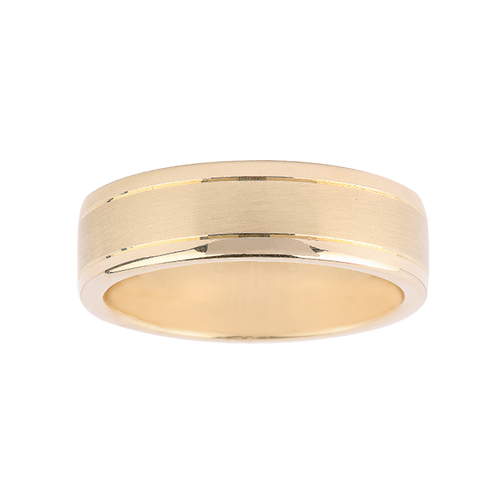 Gents Bevelled Edge Wedding Ring in 9 Carat Yellow Gold