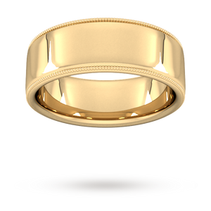 8mm Slight Court Heavy milgrain edge Wedding Ring in 18 Carat Yellow Gold