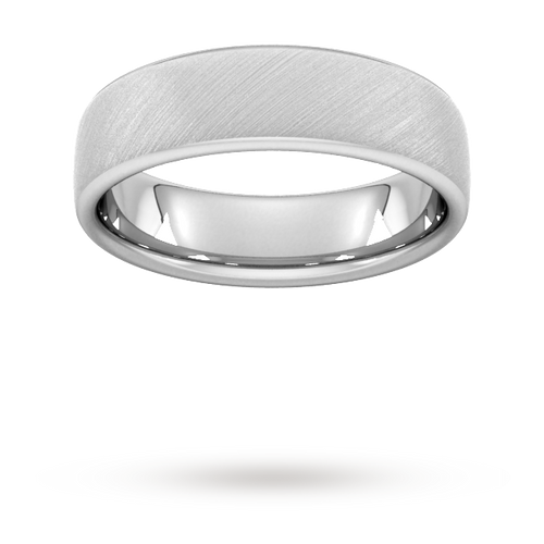 6mm Slight Court Heavy Diagonal Matt Finish Wedding Ring In 950 Palladium