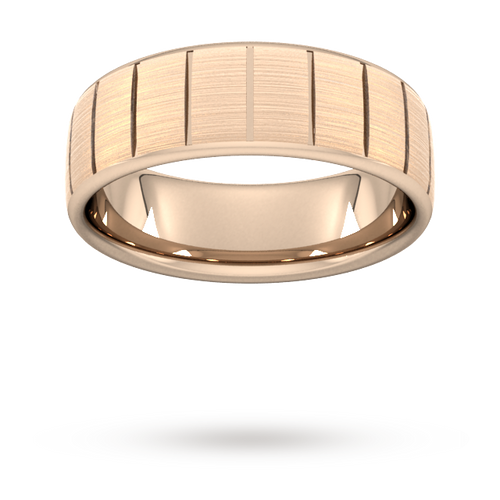 7mm Traditional Court Heavy Vertical Lines Wedding Ring In 9 Carat Rose Gold