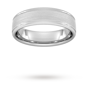 6mm Slight Court Heavy Matt Centre With Grooves Wedding Ring In 950 Palladium